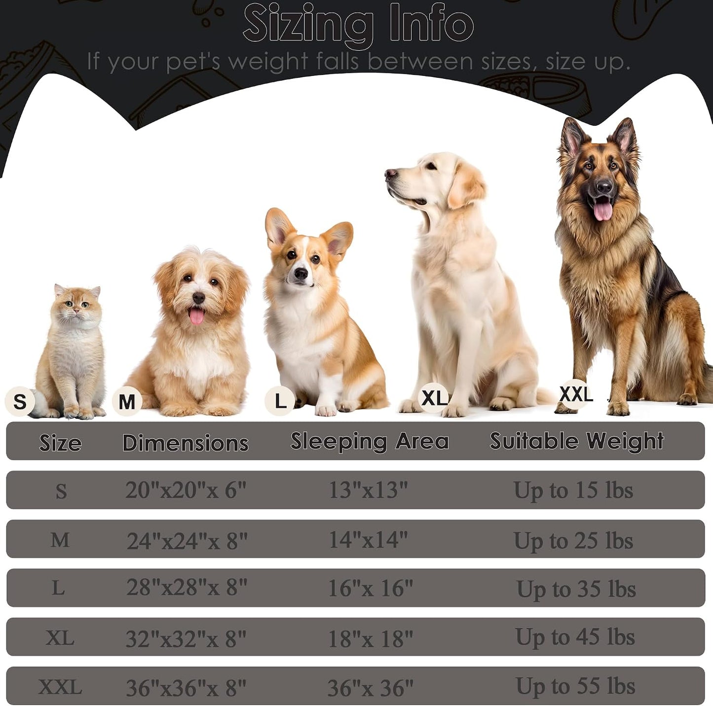 Dog Beds Large Sized Dog and Cats, 32In Pet Beds for Large Pet, Washable Indestructible Extra Large Dog Bed (Black)