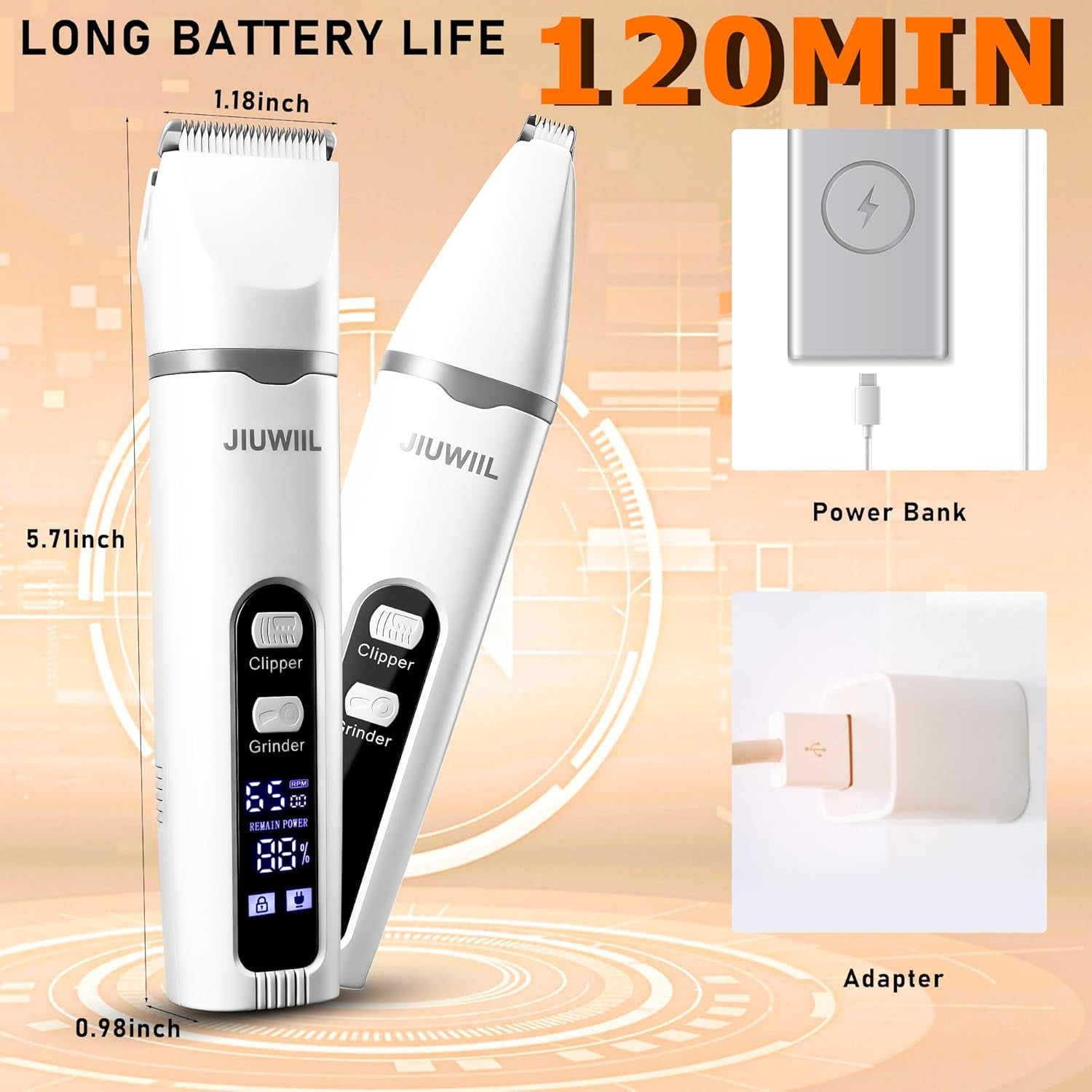 Dog Clippers for Grooming, 4 in 1 Dog Grooming Kit Hair Clipper with LCD Display, Dog Trimmer for Grooming, Dog Hair Trimmer for Paw Nail Grinder,Shaver Grooming Supplies for Pet Cats Dogs