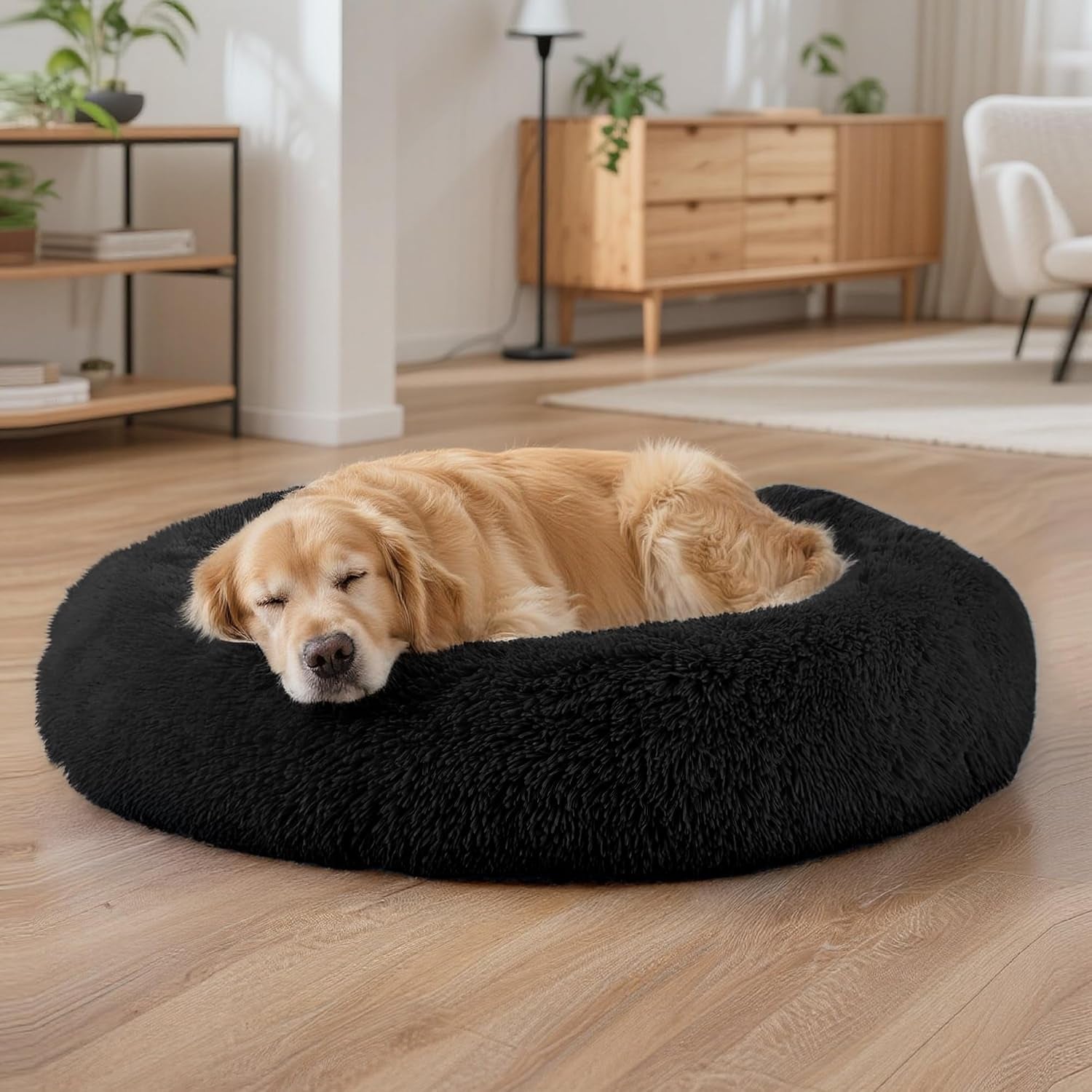 Dog Beds Large Sized Dog and Cats, 32In Pet Beds for Large Pet, Washable Indestructible Extra Large Dog Bed (Black)